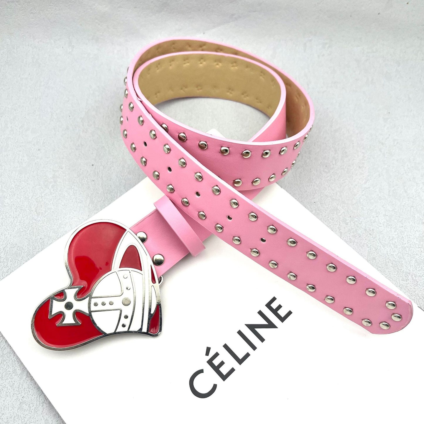 Retro red Saturn heart buckle decorated belt