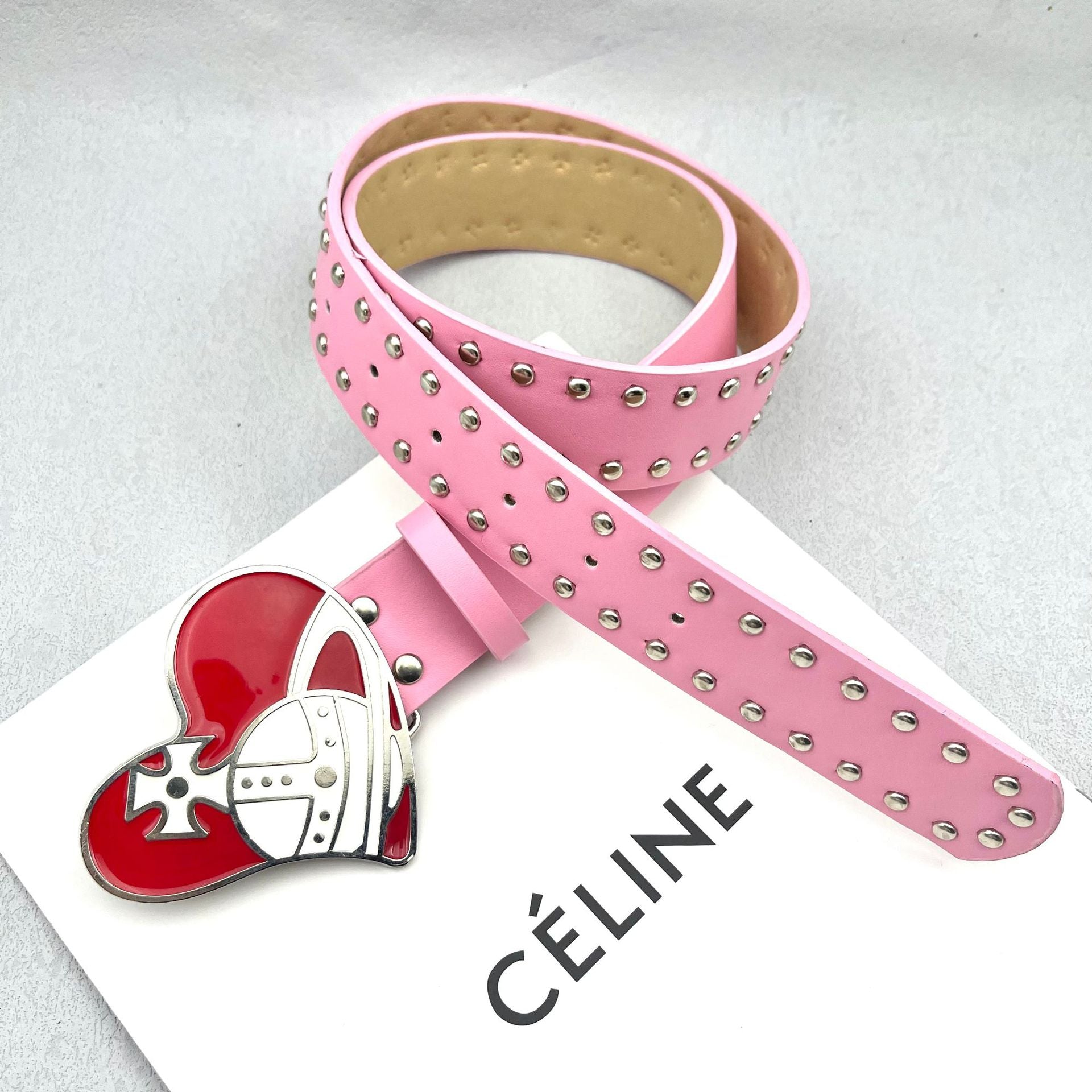 Retro red Saturn heart buckle decorated belt