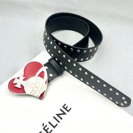 Retro red Saturn heart buckle decorated belt