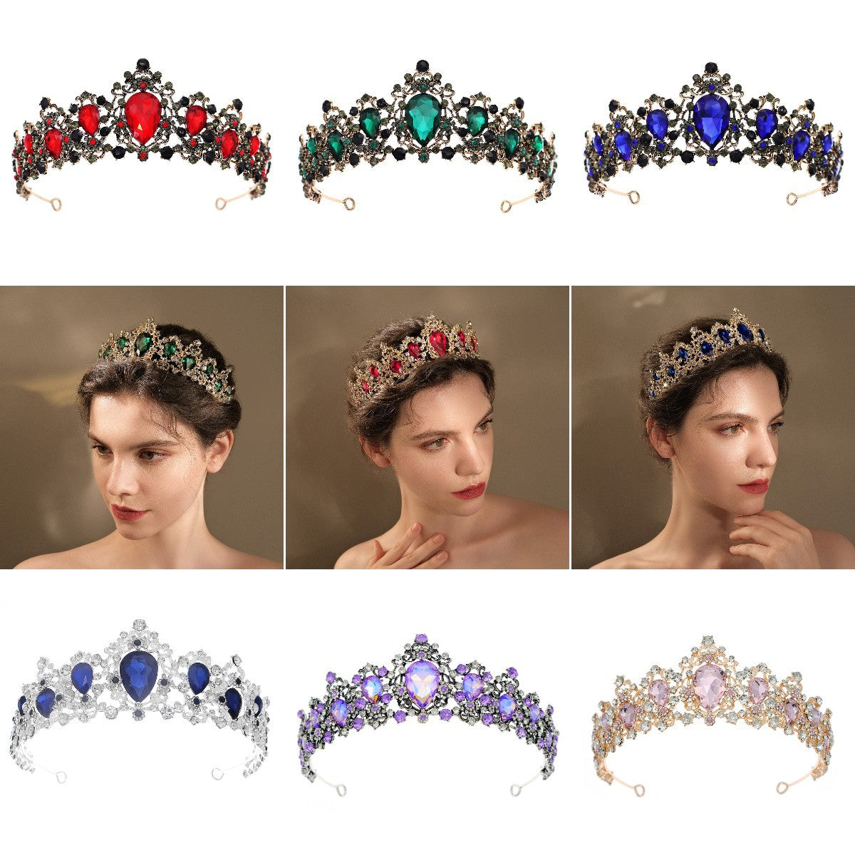 Retro rhinestone crown