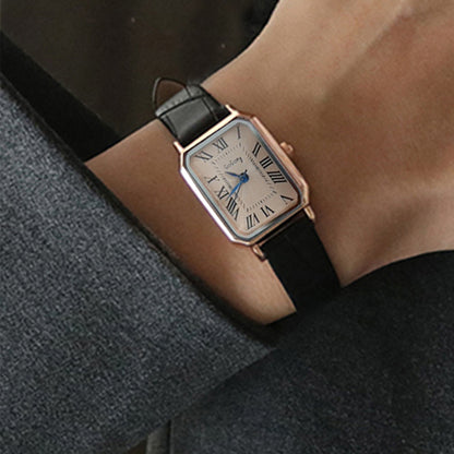 Retro Roman Blue Needle Square Quartz Watch for Women