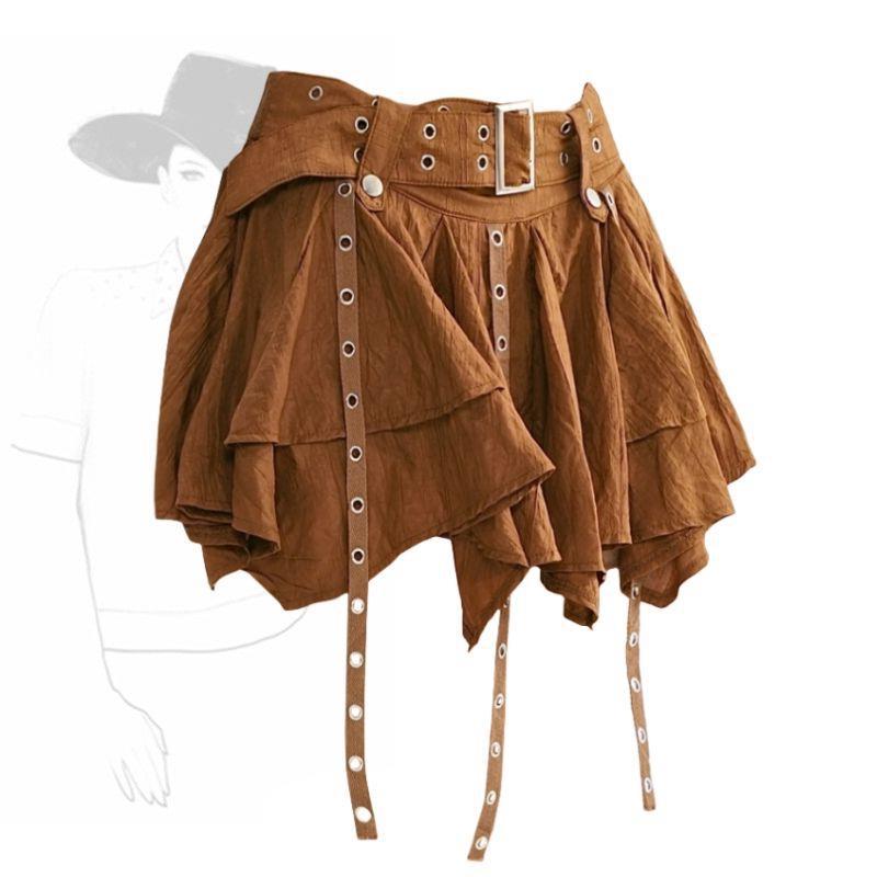Retro Ruffled Pleated Skirt