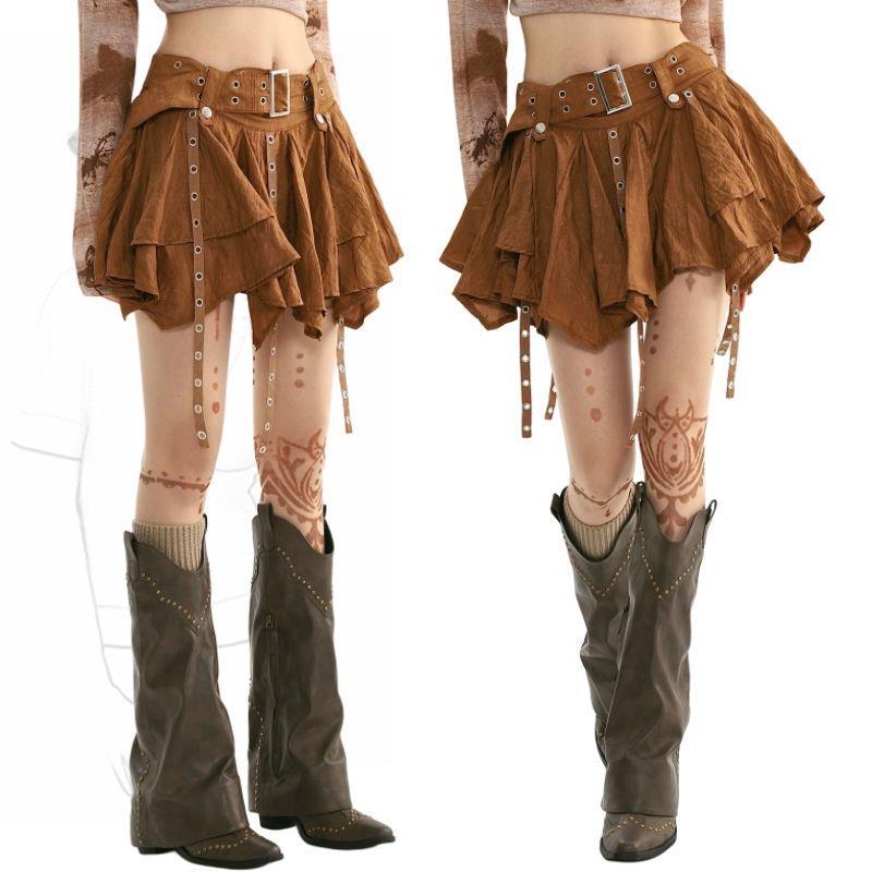 Retro Ruffled Pleated Skirt
