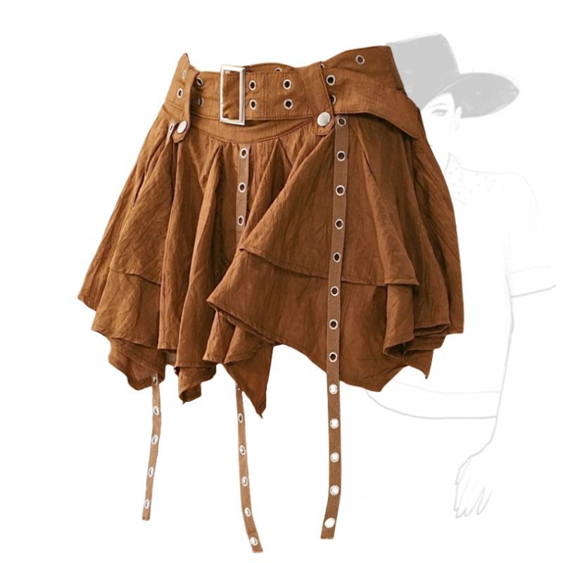 Retro Ruffled Pleated Skirt
