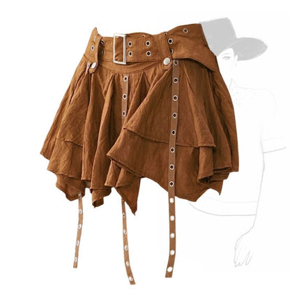 Retro Ruffled Pleated Skirt