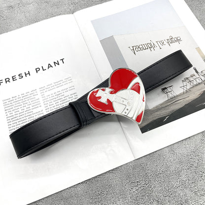 Retro Saturn Heart Buckle Fashion Belt
