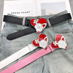 black red heart queen back belt