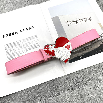 Retro Saturn Heart Buckle Fashion Belt