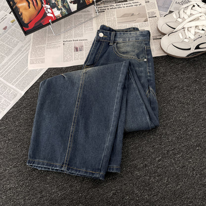 Retro-shaped denim pants