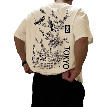 Retro short-sleeved loose printed T-shirt