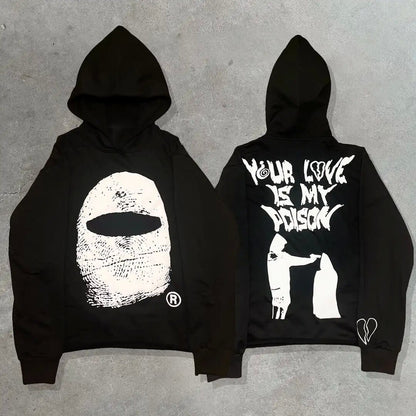 Retro Skull Print Hoodie Streetwear