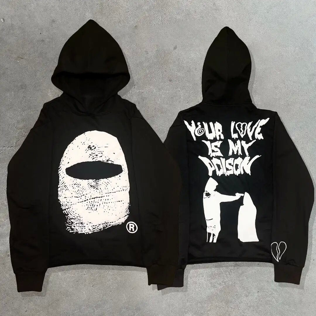 Retro Skull Print Hoodie Streetwear
