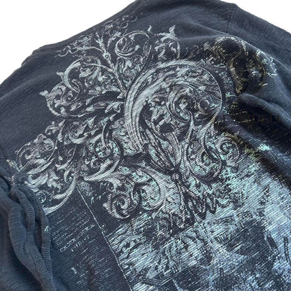 Retro Skull Print Long Sleeve T-shirt
