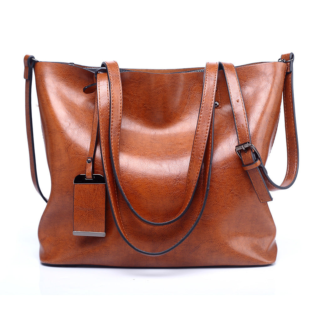 Retro smooth leather shoulder bag