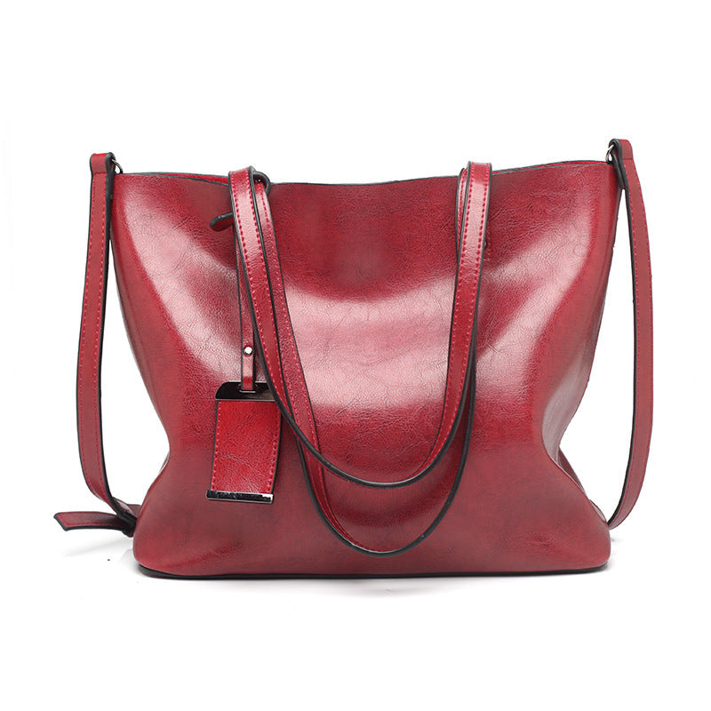 Retro smooth leather shoulder bag