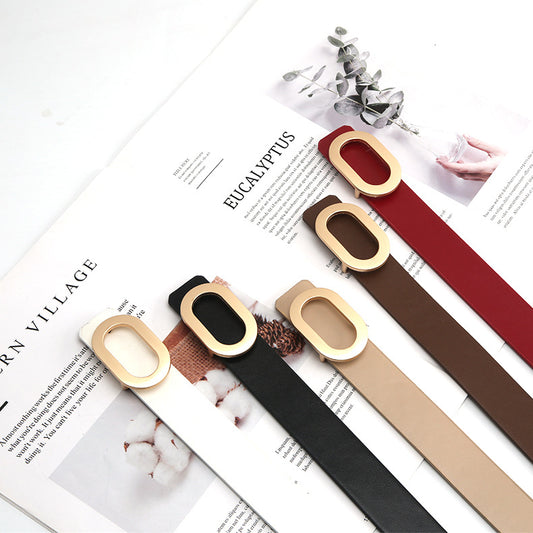 Retro Snap Button Thin Belt with Adjustable Buckle