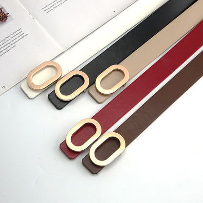 Retro Snap Button Thin Belt with Adjustable Buckle