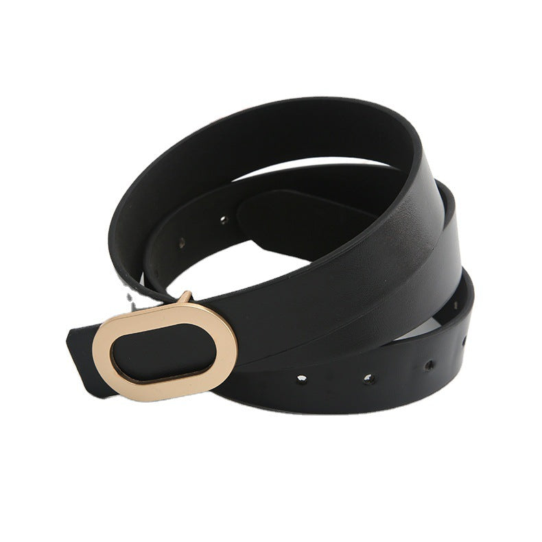 Retro Snap Button Thin Belt with Adjustable Buckle
