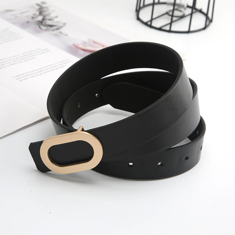 Retro Snap Button Thin Belt with Adjustable Buckle
