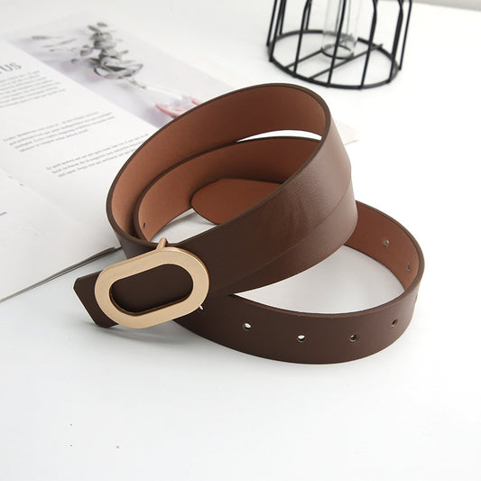 Retro Snap Button Thin Belt with Adjustable Buckle
