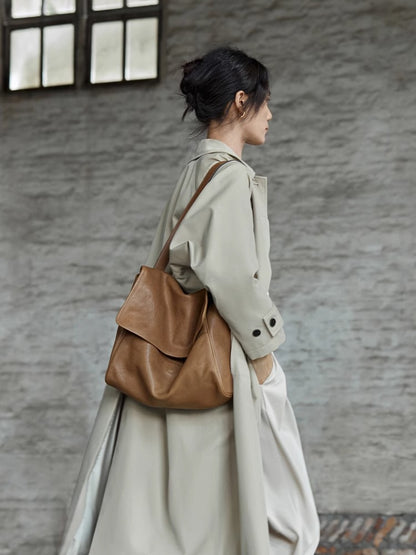 Retro Soft Leather Messenger Bag for Women
