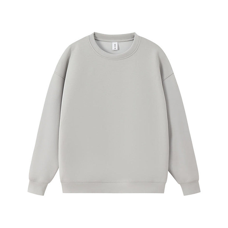 Retro solid color crew neck sweatshirt for men