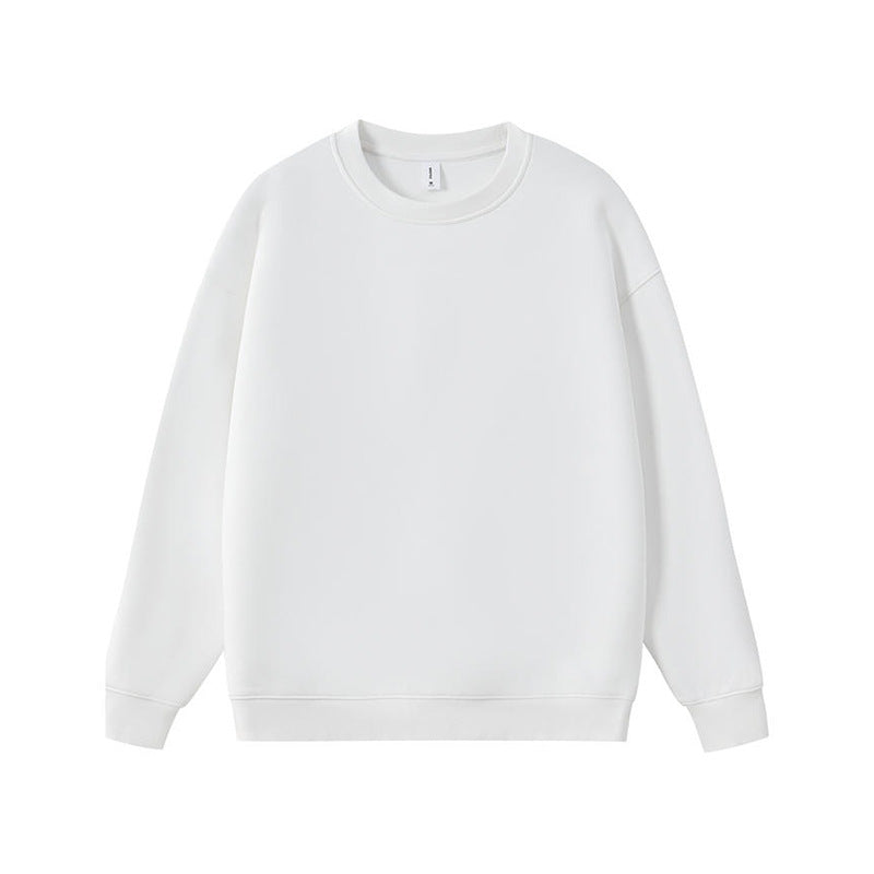 Retro solid color crew neck sweatshirt for men