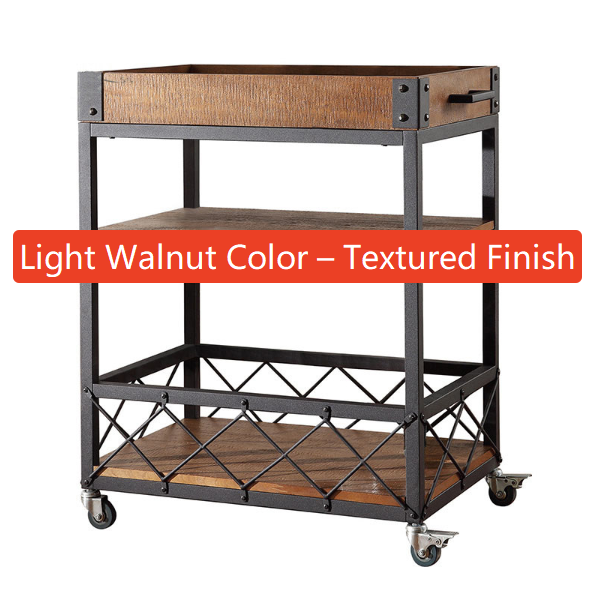 Retro Solid Wood Mobile Serving Cart
