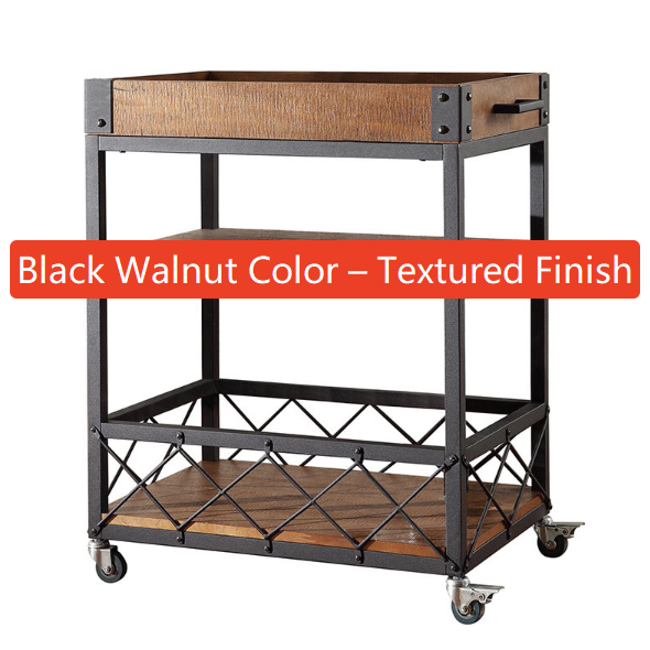 Retro Solid Wood Mobile Serving Cart