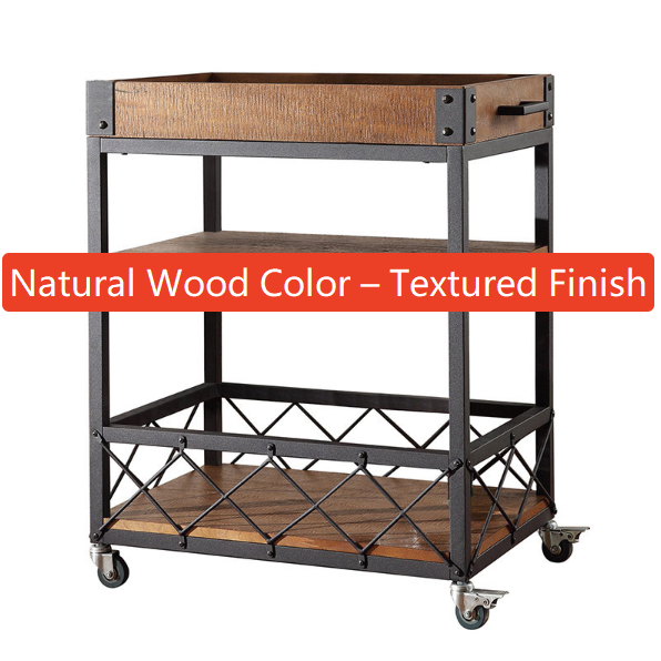 Retro Solid Wood Mobile Serving Cart