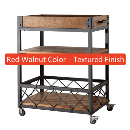 Retro Solid Wood Mobile Serving Cart