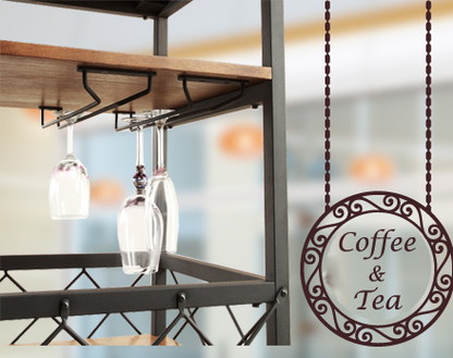 Retro Solid Wood Mobile Serving Cart