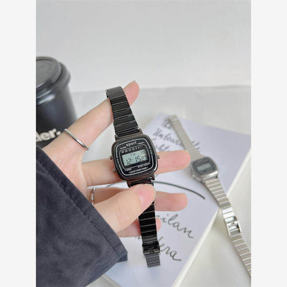 Retro Square Digital Watch with Steel Band