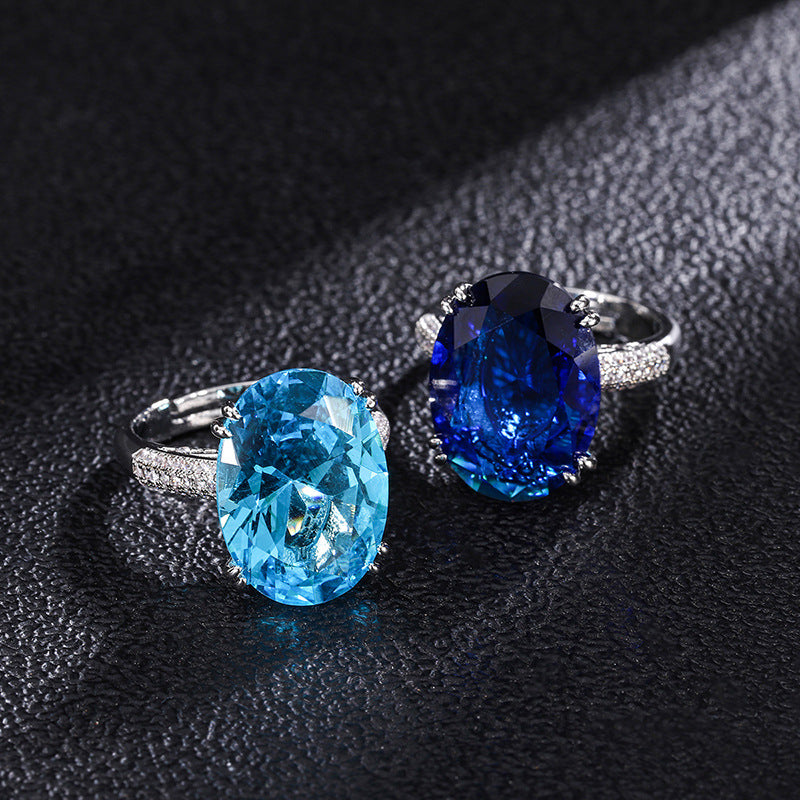 Retro Square Imitation Sapphire Ring