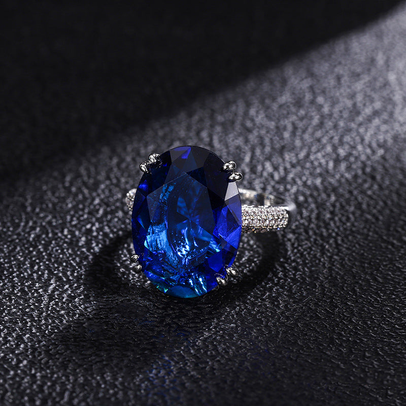 Retro Square Imitation Sapphire Ring