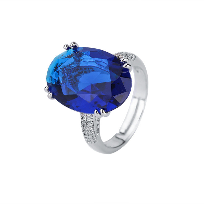 Retro Square Imitation Sapphire Ring