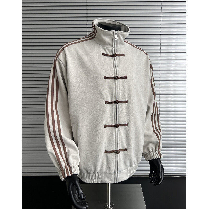 Retro Stand Collar Baseball Jacket