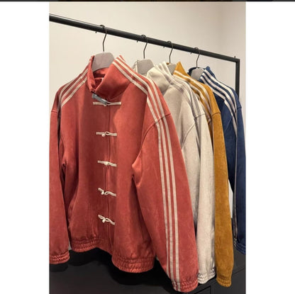 Retro Stand Collar Baseball Jacket