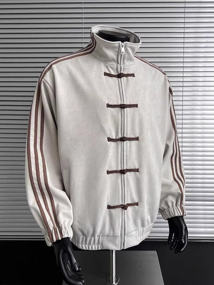Retro Stand Collar Baseball Jacket