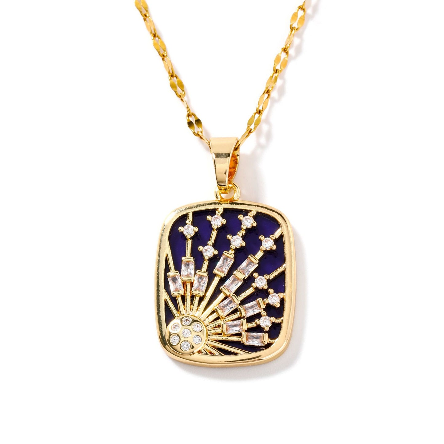 Retro Star Zircon Pendant Necklace