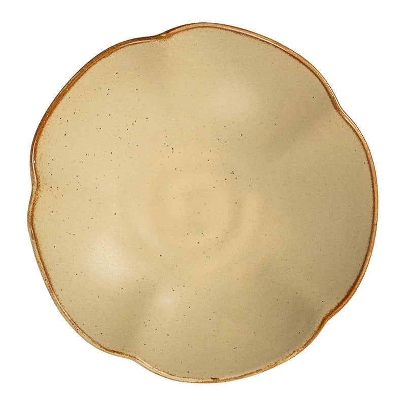Retro Stoneware Petal Bowl Japanese Style Tableware