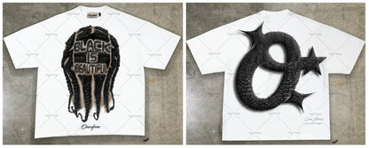Retro Street Style Cotton T-Shirt with Cartoon Print