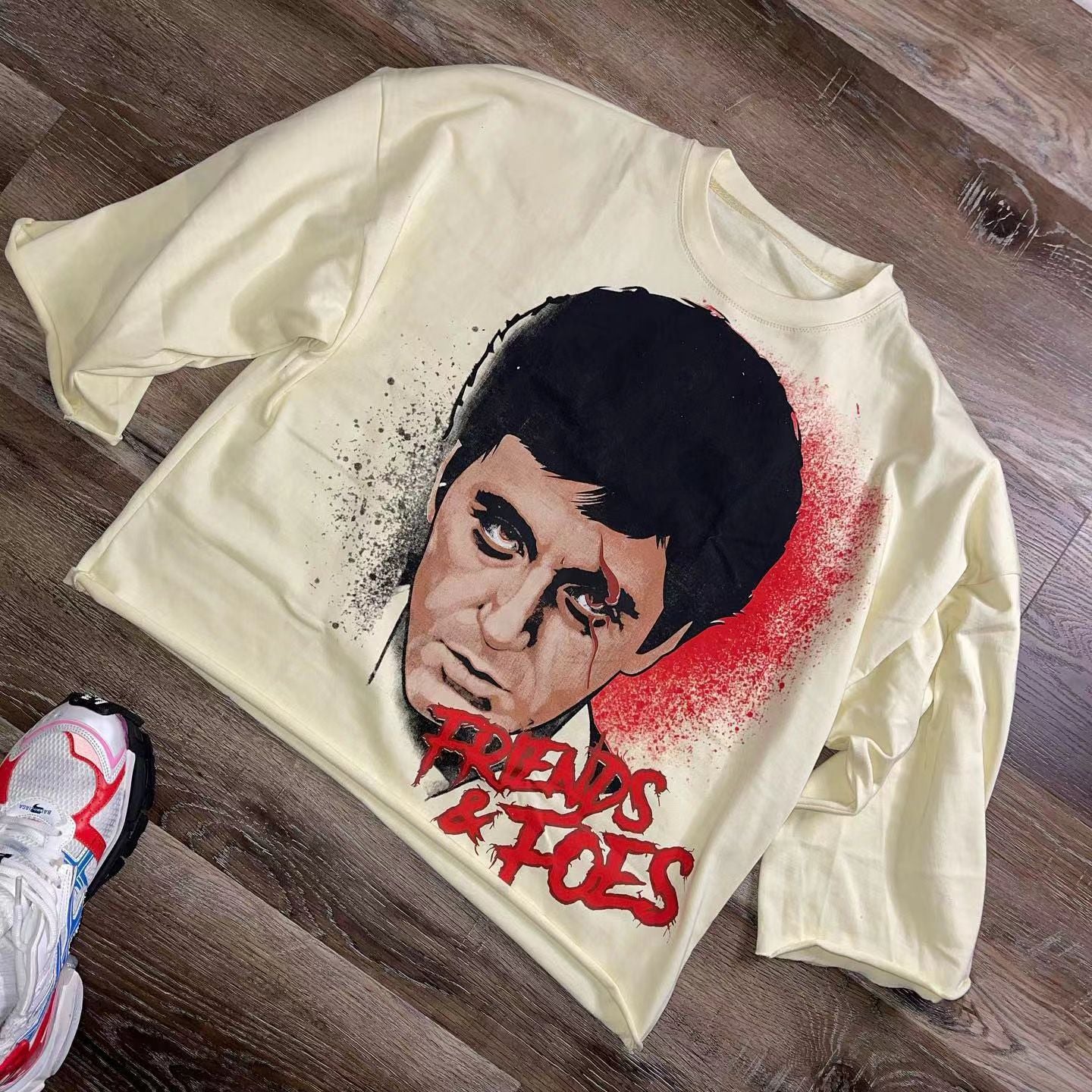 Retro Street Style Cotton T-Shirt with Cartoon Print