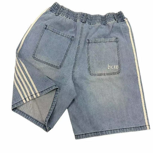 Retro Striped Denim Pants