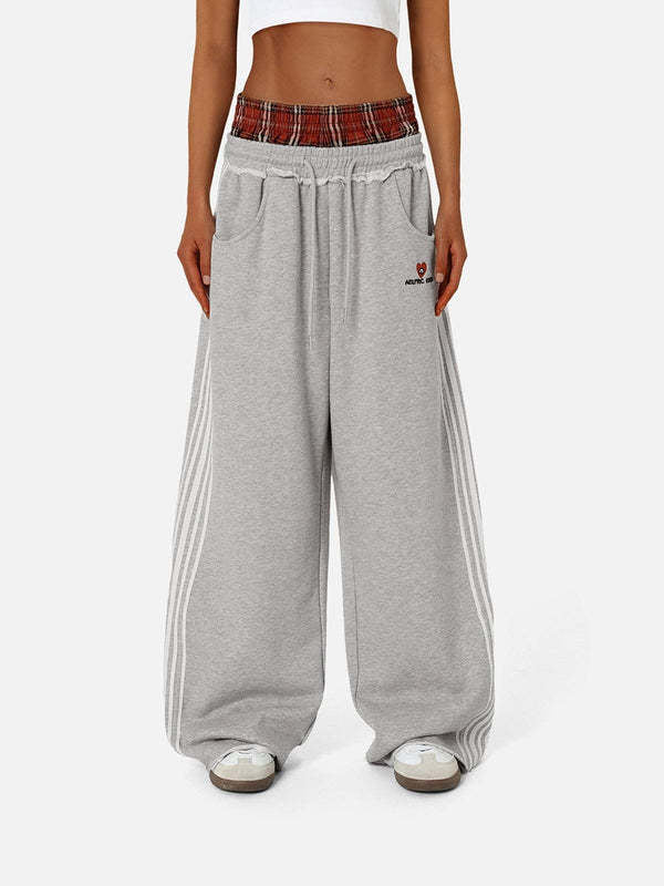 Retro Striped Embroidered Casual Sweatpants