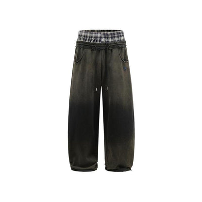 Retro Striped Embroidered Casual Sweatpants
