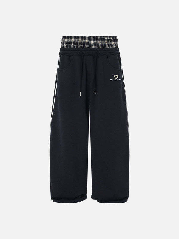 Retro Striped Embroidered Casual Sweatpants