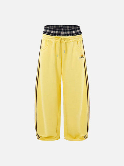 Retro Striped Embroidered Casual Sweatpants