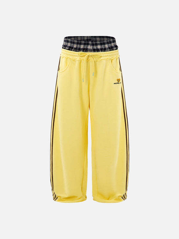 Retro Striped Embroidered Casual Sweatpants
