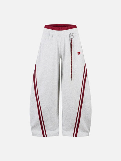 Retro Striped Embroidered Casual Sweatpants